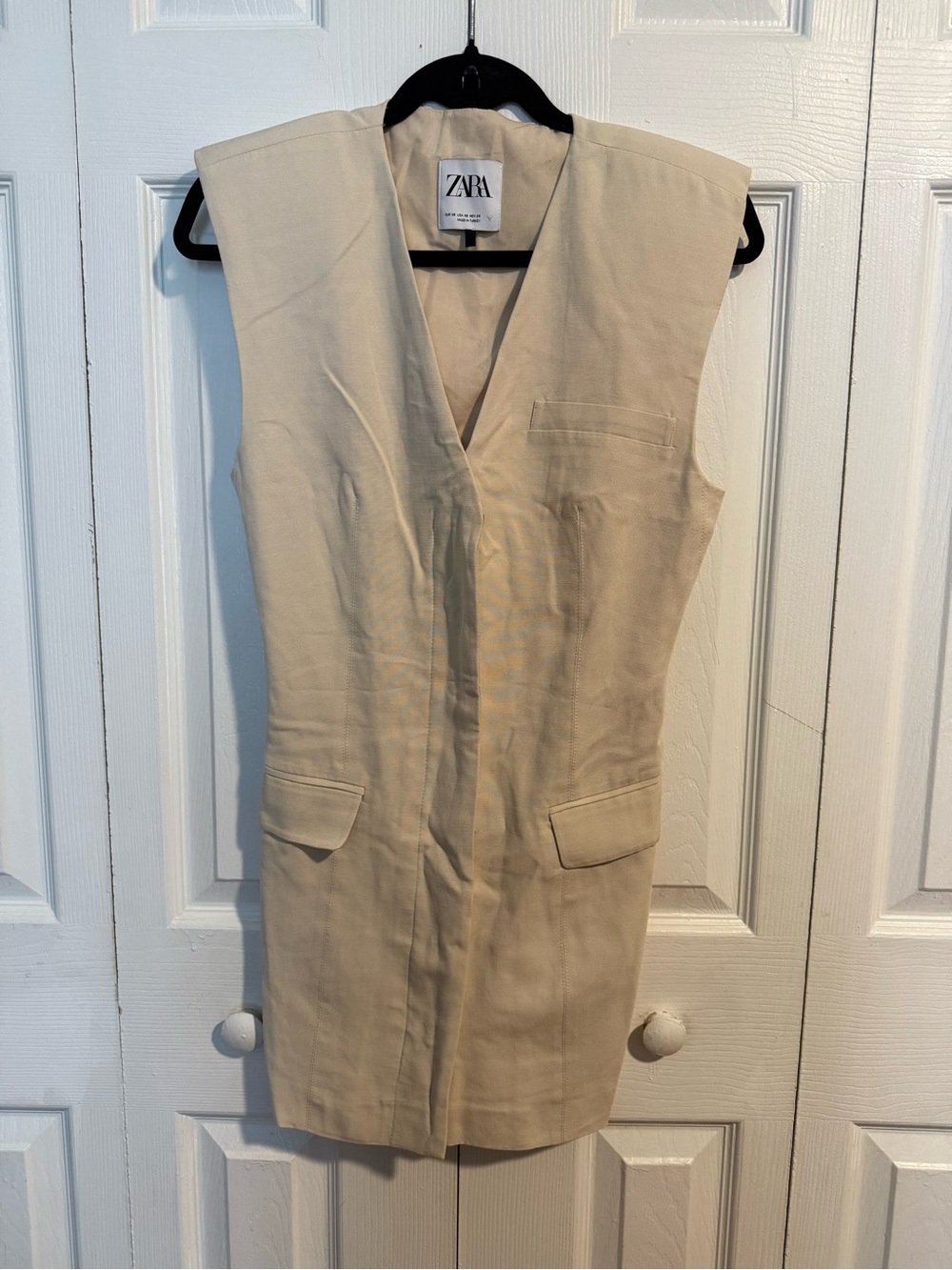 ZARA Cream Tailored Sleeveless Blazer Dress
